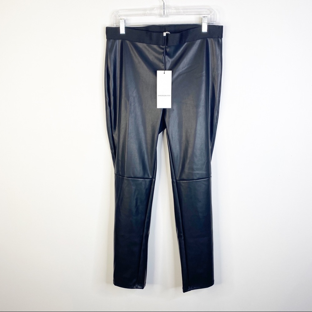 Emerson Fry NWT XL & XS Vegan Leather Legging Black High Rise Elastic Waist - Picture 2 of 7
